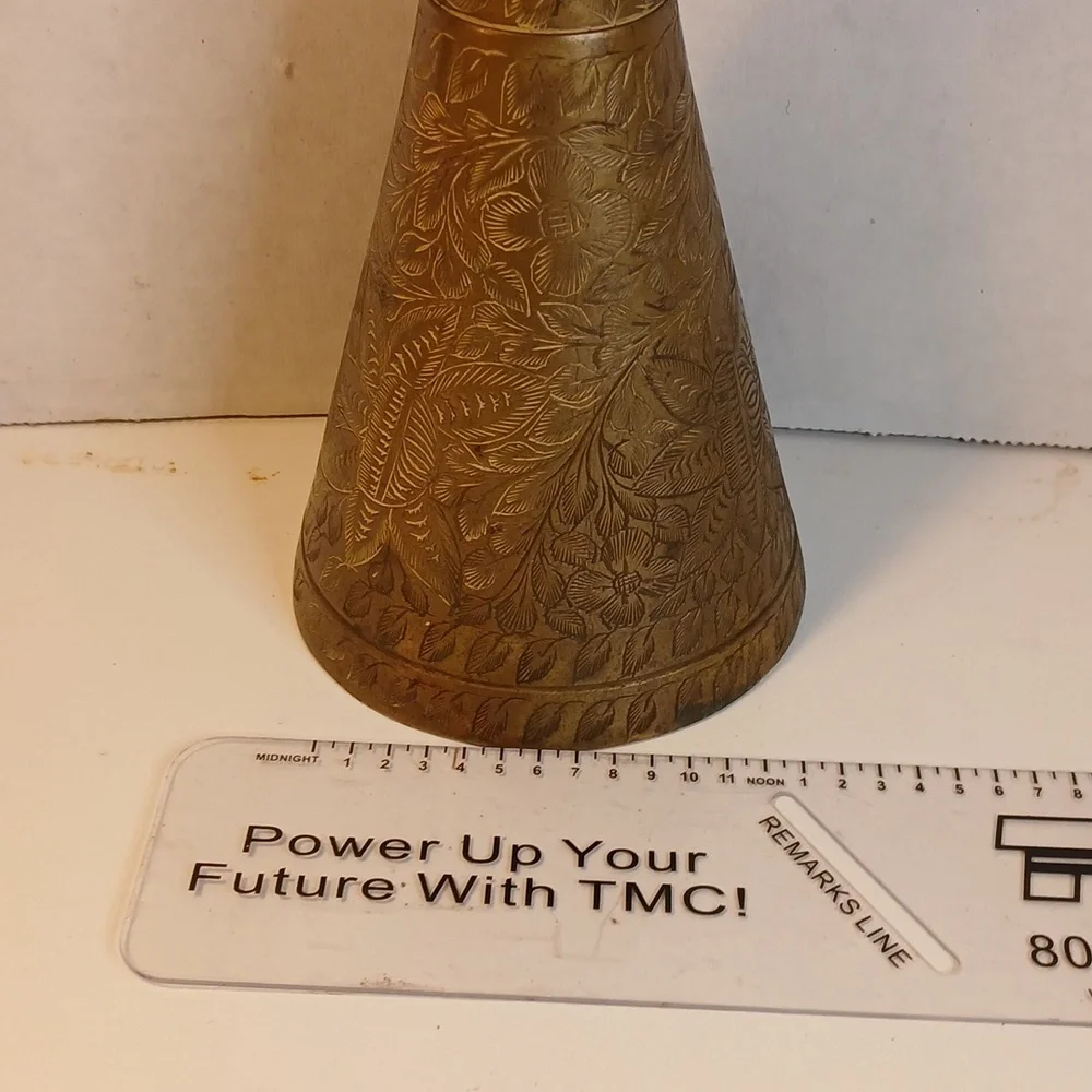 Antique Or Vintage Solid Brass Cone Shaped Bell Candle Holder